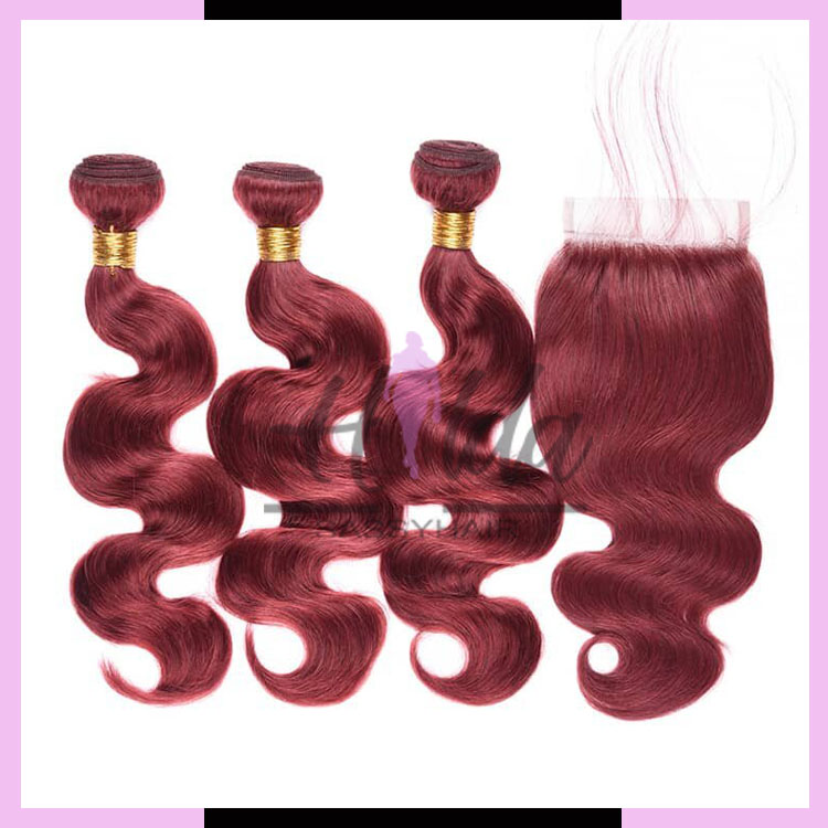 Burgundy human hair