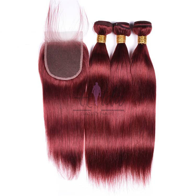 Burgundy hair bundles