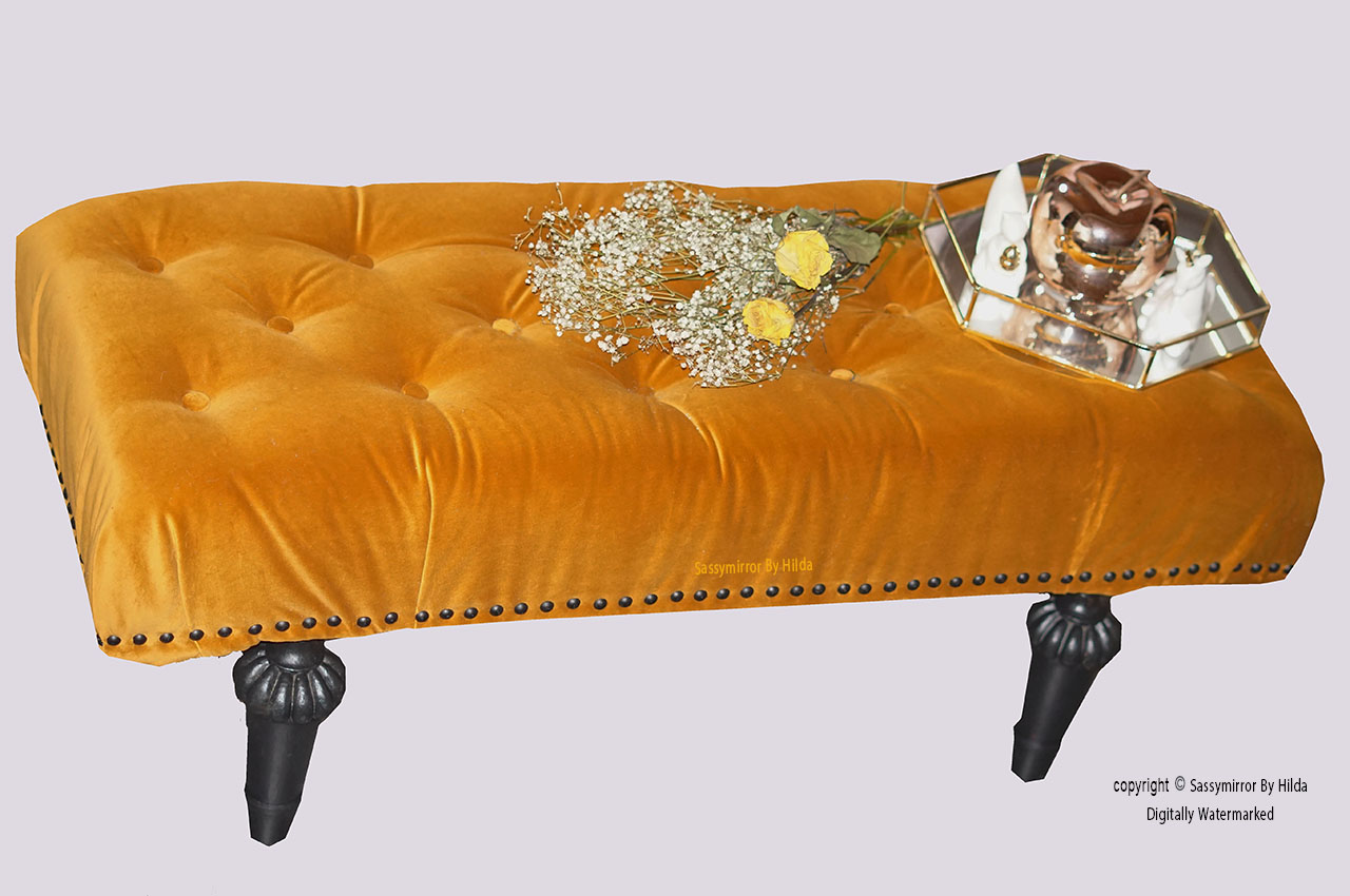 Yellow upholstery bench